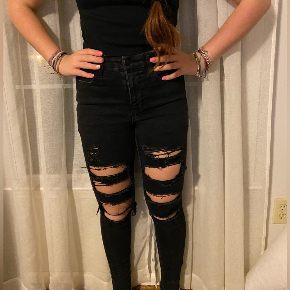 American Eagle Ripped Black Skinny Jeans